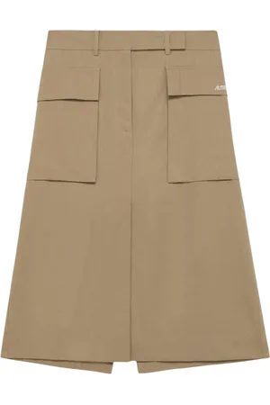 Autry Rokken, Dames, , XS, Katoen, Katoenen Midi Rok Visgraat Details