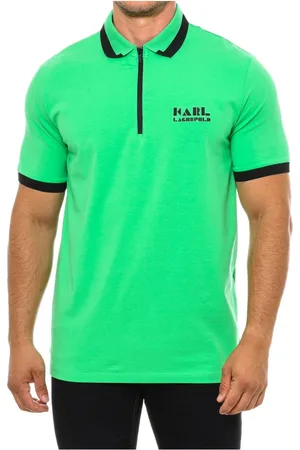 Karl Lagerfeld Tops, Heren, Groen, XL, Katoen, Polo Shirt met Korte Mouwen