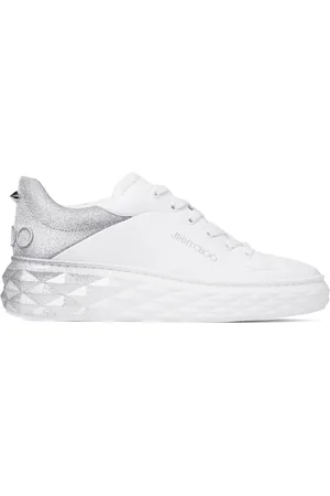 Jimmy Choo Schoenen, Dames, Wit, 38 EU, Leer, Witte Zilveren Sneakers
