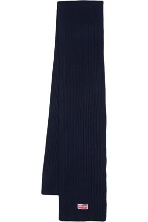 Kenzo Accessoires, Heren, Blauw, ONE Size, Wol, Tag Wollen Sjaal