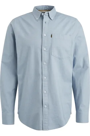 PME Legend™ Overhemden, Heren, Blauw, M, Katoen, Long Sleeve Dressual Shirt