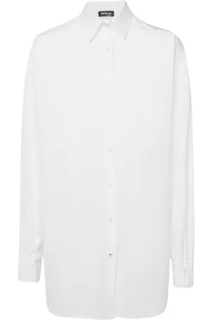 Kiton Blouses & Shirts, Dames, Wit, M, Katoen, Wit Katoenen Overhemd met Plooi op de Rug