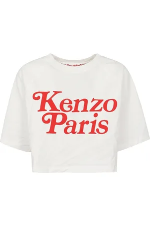 Kenzo Tops, Dames, Wit, L, Katoen, Katoenen T-shirt
