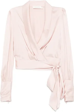 ZIMMERMANN Blouses & Shirts, Dames, Roze, L, Satijn, Zijden Satijnen Wikkelblouse