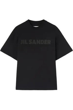 Jil Sander Tops, Dames, Zwart, M, Katoen, T-shirt met logo-print