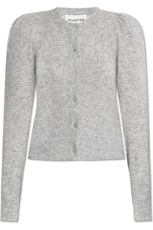 Munthe Truien, Dames, Grijs, S, Wol, Cardigan met wolafwerking