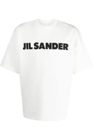 Jil Sander Tops, Heren, Wit, XL, Katoen, T-shirt met logo-print