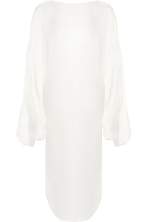 Khaite Kleedjes, Dames, Wit, S, Zijden Ivoorwitte Midi Jurk