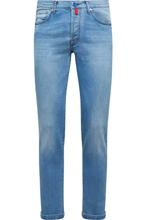 Kiton Jeans, Heren, Blauw, W33, Katoen, Ultra-Slim Katoenen Jeans