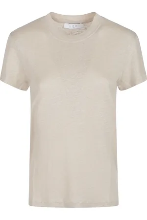 IRO Tops, Dames, Bruin, S, Linnen, Third Round-Neck Linnen T-Shirt