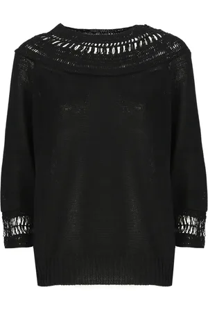 Y-3 Truien, Dames, Zwart, S, Katoen, Zwarte katoenen trui met cut-out details