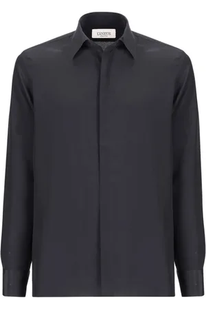 LANEUS Overhemden, Heren, Zwart, 3Xl, Zijden crepe de chine shirt
