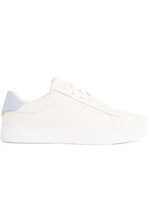 Tommy Hilfiger Schoenen, Dames, Wit, 40 EU, Leer, Witte leren low-top sneakers