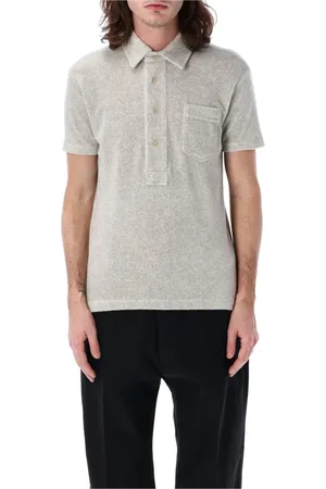 Tom Ford Tops, Heren, Grijs, XL, Katoen, Luxe Polo Shirt van Badstof