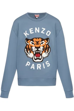 Kenzo Sweatshirts & Hoodies, Heren, Blauw, S, Katoen, Sweatshirt met tijgerkop