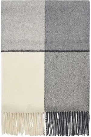 Kiton Accessoires, unisex, Veelkleurig, ONE Size, Kasjmier, Geruite Sjaal met Franjes