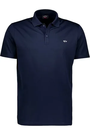Paul & Shark Tops, Heren, Blauw, S, Katoen, Piqué Katoenen Polo met Haaienbadge