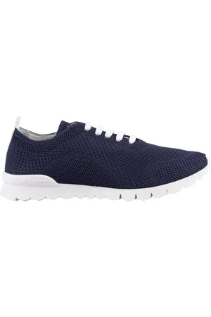 Kiton Schoenen, Heren, Blauw, 42 1/2 EU, Katoen, Navy Gebreide Running Fit Sneakers