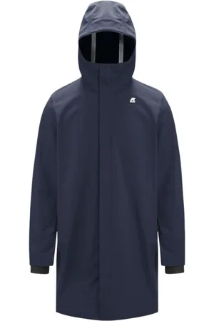 K-Way Jassen, Heren, Blauw, M, Leer, Thomas Bonded Lange Jas