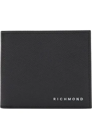 John Richmond Accessoires, Heren, Zwart, ONE Size, Leer, Opvouwbare Portemonnee met Logo