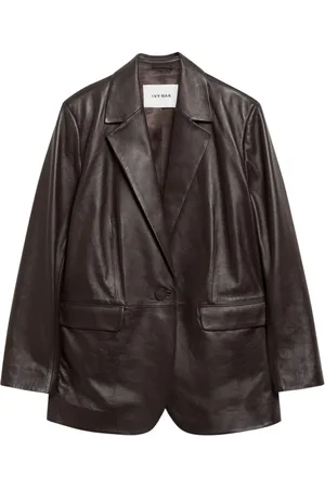 Ivy & Oak Jassen, Dames, Bruin, M, Leren Blazer Louise