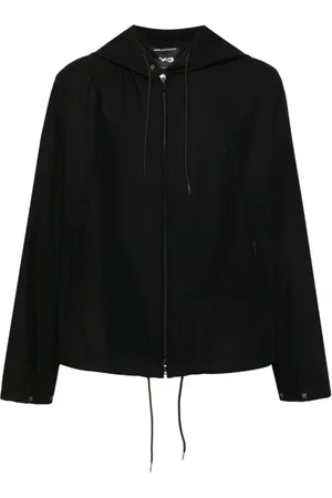 Y-3 Sweatshirts & Hoodies, Heren, Zwart, L, Polyester, Zwarte Flannel Zip Hoodie met Logo Print