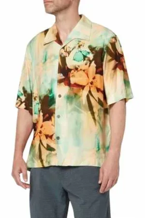 Paul Smith Overhemden, Heren, Veelkleurig, S, Groene Viscose Oversized Shirt Geschilderde Foto