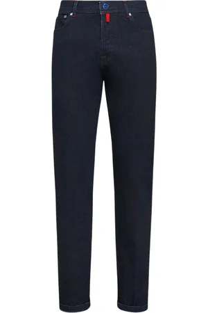 Kiton Jeans, Heren, Blauw, W33, Katoen, Slim Dark Katoenen Jeans