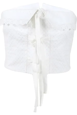 Serafini Tops, Dames, Wit, S, Mouwloze Top met Strikdetail