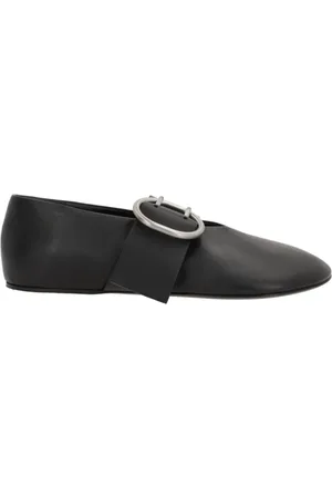 Jil Sander Schoenen, Dames, Zwart, 38 EU, Leer, Zwarte Platte Schoenen Elegante Stijl