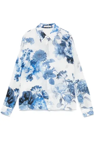 ALICE+OLIVIA Blouses & Shirts, Dames, Blauw, S, Heldere Blauwe Bloemenprint Shirt