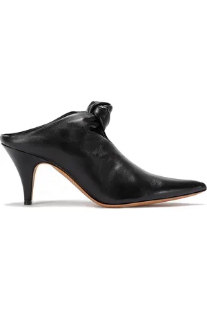 Khaite Schoenen, Dames, Zwart, 39 EU, Leer, Zwarte leren sabot met knoopdetail op de hak