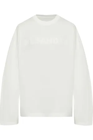 Jil Sander Tops, Heren, Wit, M, Katoen, Top met lange mouwen