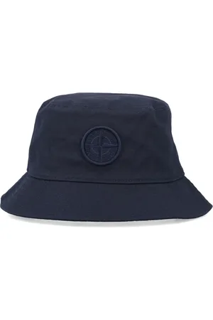 Stone Island Accessoires, Heren, Blauw, M, Katoen, Blauwe Bucket Hat met Logo Patch