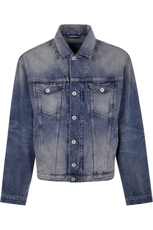 Kenzo Jassen, Heren, Blauw, M, Katoen, Geborduurde Truckerjas