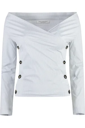 Serafini Tops, Dames, Blauw, M, Polyester, Crepe Blouse