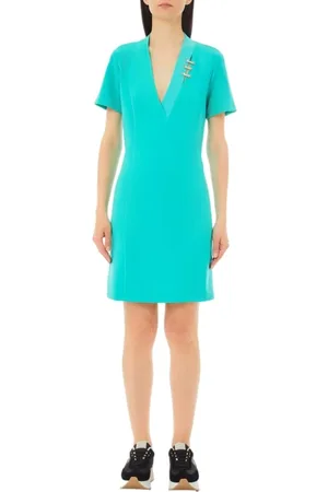 Liu Jo Kleedjes, Dames, Groen, XL, Scuba Jurk met Juweeldetails