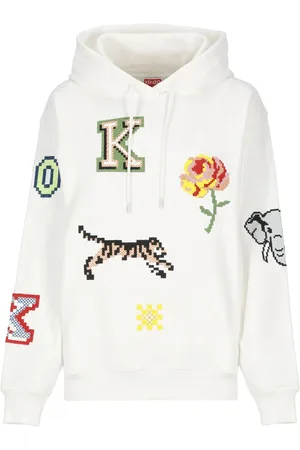 Kenzo Sweatshirts & Hoodies, Dames, , XS, Katoen, Katoenen Hoodie met Pixel Borduursels