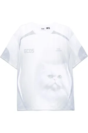 GCDS Tops, Heren, Grijs, L, Lichtgrijs Crew Neck T-shirt