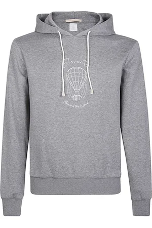 ELEVENTY Sweatshirts & Hoodies, Heren, Grijs, S, Katoen, Hoodie Giza Katoen Print Model