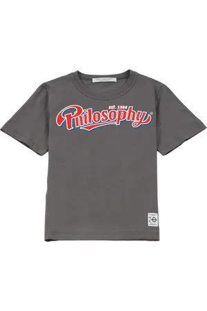 Serafini Tops, Dames, Grijs, M, Katoen, T-shirt met jeugdige typografieprint