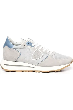 Philippe model Schoenen, Heren, Veelkleurig, 44 EU, Leer, Wit & Lichtblauwe Sneakers