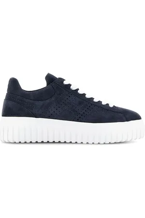 Hogan Schoenen, Heren, Blauw, 42 EU, Suède, H-Stripes Suède Sneakers