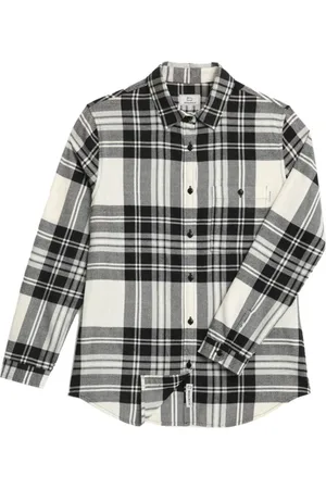Woolrich Blouses & Shirts, Dames, Wit, L, Katoen, Wit Klassiek Geruit Flanellen Overhemd