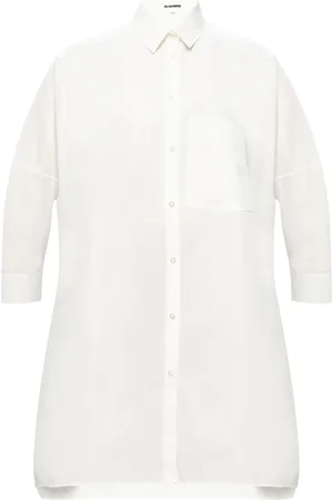 Jil Sander Blouses & Shirts, Dames, Wit, S, Katoen, Oversized Katoenen Blouse