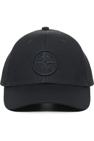 Stone Island Accessoires, Heren, Blauw, ONE Size, Katoen, Compass Logo Geborduurde Pet