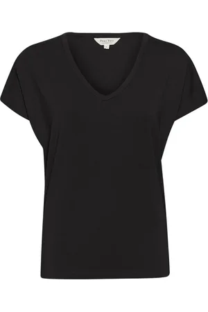 Part Two Tops, Dames, Zwart, L, Katoen, Basic V-hals T-shirt