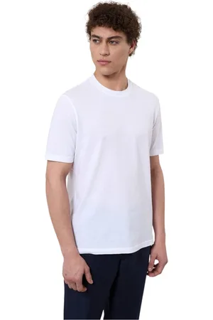 FILIPPO DE LAURENTIIS Tops, Heren, Wit, L, Katoen, Lichtgewicht Crepe T-shirt in wit