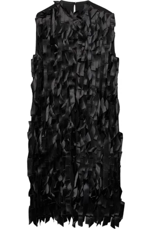 Prada Kleedjes, Dames, Zwart, S, Satijn, Zwarte Satijnen Strik Detail Jurk