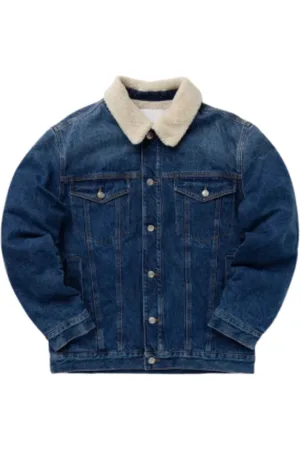 Isabel Marant Jassen, Heren, Blauw, M, Denim, Indigo Denim Shearling Collar Jacket